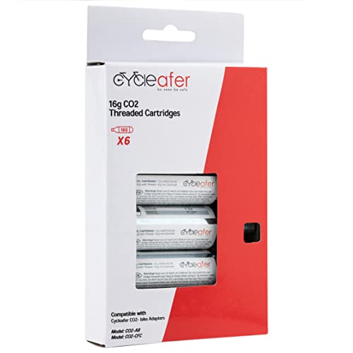 Cycleafer® CO2 cartridge 16g threaded - Fit Cycleafer CO2 Pump Models: CO2-A8-CFC & CO2-A8, Suitable for any bike.
