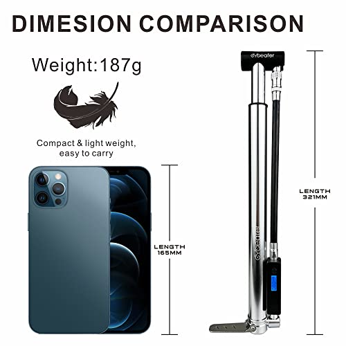 Cycleafer® Mini Portable Floor Pump, High Volume & Pressure with Electronic Digital Pressure Gauge. - Cycleafer.com