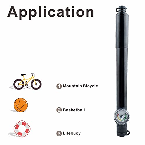 Cycleafer® Mini pump with pressure gauge, High Pressure Bicycle Pump for Mountain, Road, Touring, Hybrid & Fat Tyres.