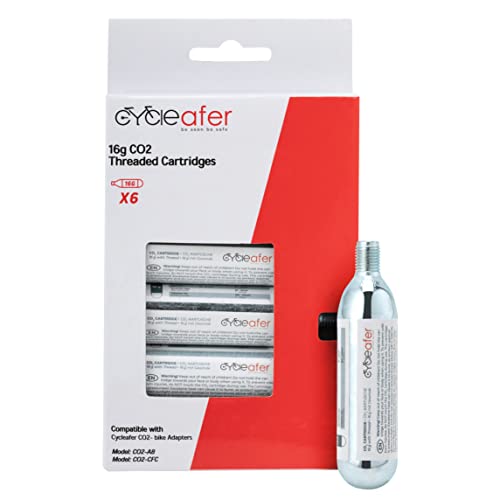 Cycleafer® CO2 cartridge 16g threaded - Fit Cycleafer CO2 Pump Models: CO2-A8-CFC & CO2-A8, Suitable for any bike.