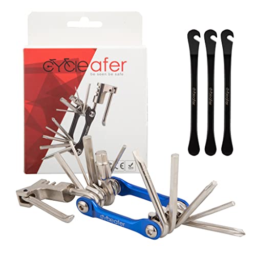 Cycleafer® Multifunction Tools & Bike Tyre levers Set of 3, Includes 12 Functions: 2/2.5/ 3/ 4/ 5/ 6/ 8Hex/Cross Screwdriver/ Straight Screwdriver/ T25 Screwdriver/Tire Pry Bar/Chain Rivet Extractor. - Cycleafer.com