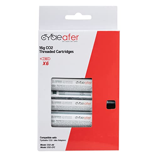 Cycleafer® CO2 cartridge 16g threaded - Fit Cycleafer CO2 Pump Models: CO2-A8-CFC & CO2-A8, Suitable for any bike.