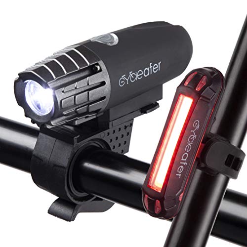 Cycleafer® Rechargeable LED Bike Light Set - Front and Rear Lights for Maximum Visibility