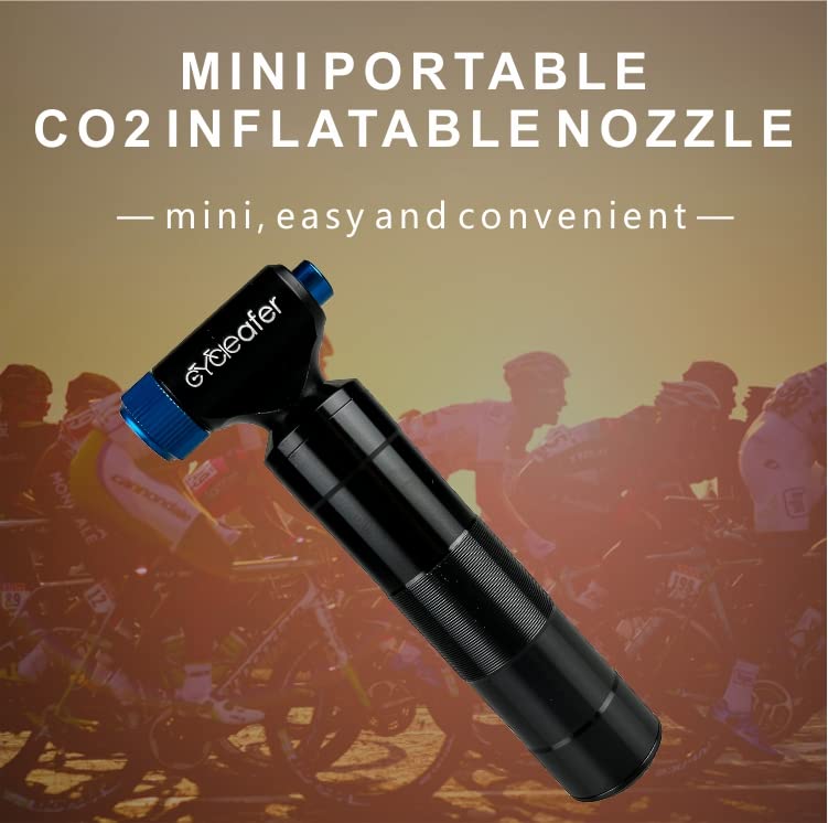 Cycleafer® CO2 Bike Pump, Premium Quality, Easy and Quick Inflation of Bicycle Tyres This mini bicycle pump is suitable for inflating Presta & Schrader valves. (co2 cartridge sold separatly)