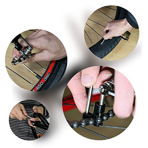 Cycleafer® Multifunction Tools & Bike Tyre levers Set of 3, Includes 12 Functions: 2/2.5/ 3/ 4/ 5/ 6/ 8Hex/Cross Screwdriver/ Straight Screwdriver/ T25 Screwdriver/Tire Pry Bar/Chain Rivet Extractor.