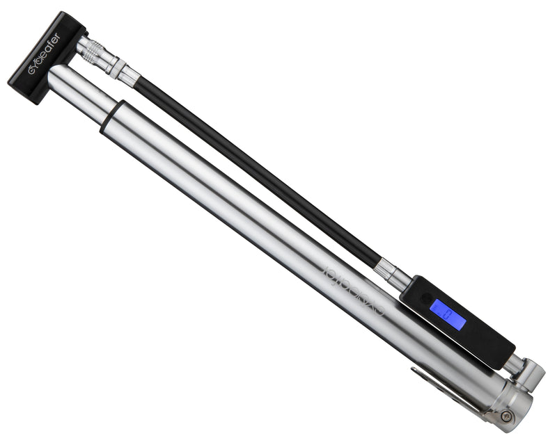 Cycleafer® Mini Portable Floor Pump, High Volume & Pressure with Electronic Digital Pressure Gauge.