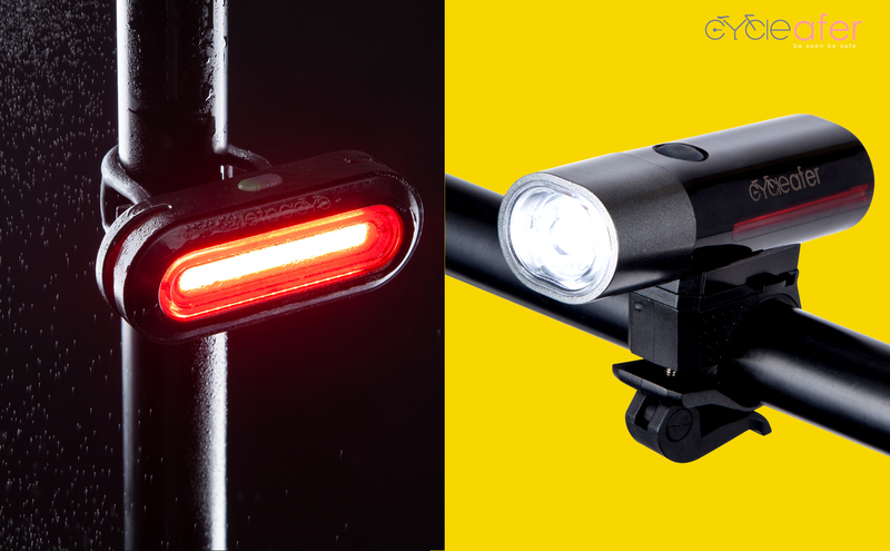 Cycleafer® Bike Lights, Front & Rear Lights built-in Battery, Cycle Lights Bicycle light for late night Bicycle Riding, Bike Lights Set Rechargeable, easy attach Powerful & Shockproof, easily mounted.